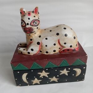 Handcrafted Polka Dot Cat Figurine
